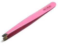 4" Eyebrow Tweezers Slanted Tip Stainless Steel Beauty Tool CLASS PINK