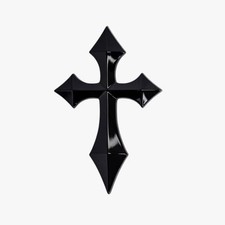 3D Pointed Cross Gloss Black Badge Emblem Decal for Cars Trucks Motorcycle All