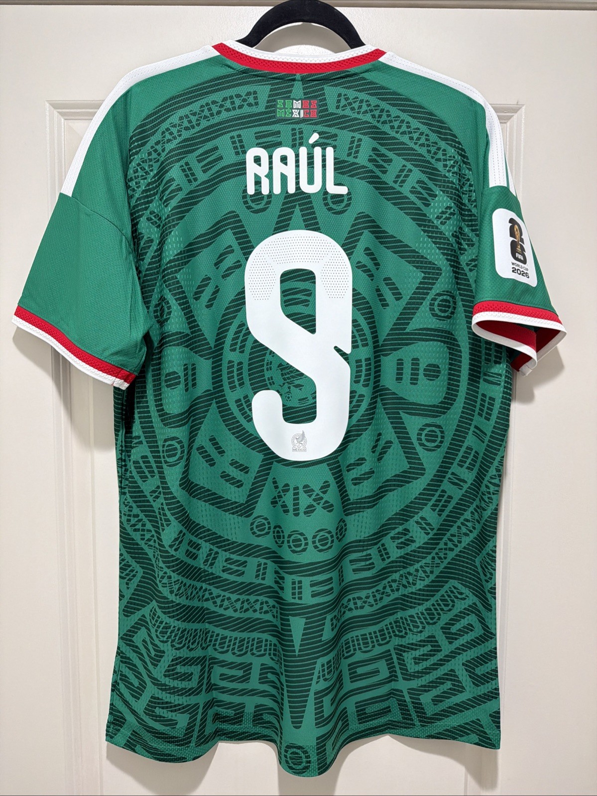 Raul Jimenez 9 Mens LARGE Mexico Home Authentic Jersey World Cup vs South Africa