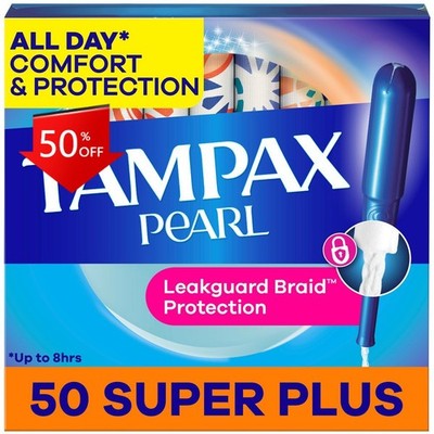 Tampax Pearl Super Plus Absorbency Tampons - Unscented - 50ct
