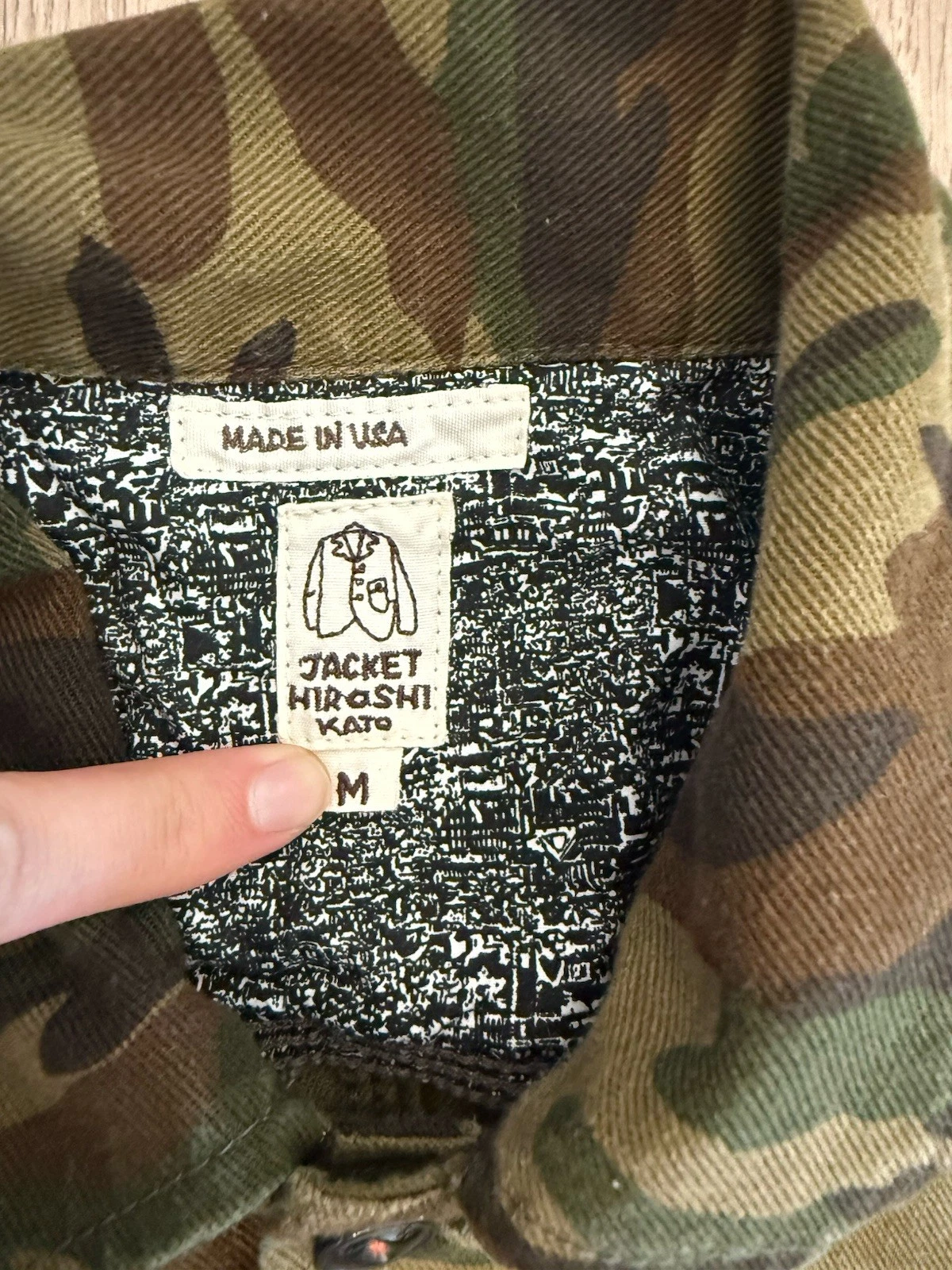 Hiroshi Kato The Vice Camouflage Chore Jacket Green Black Shacket Men M - product detail image 2