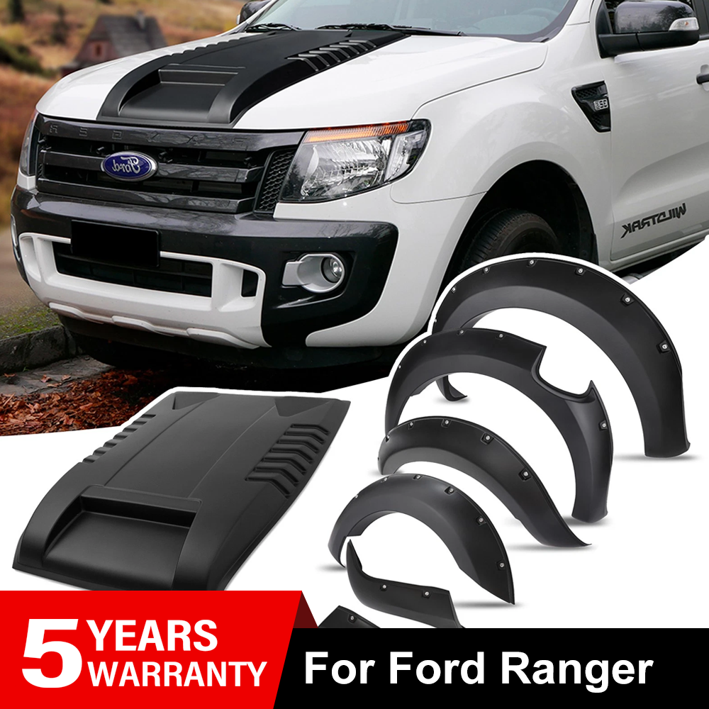 For Ford Ranger T6 2012-2014 Pickup Wide Wheel Arch Kit Bonnet Scoop Cover Guard