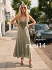 ZARA NEW WOMAN STRAPPY ZW EMBROIDERED RUFFLE DRESS SEA GREEN XS-XL 7521/250/982