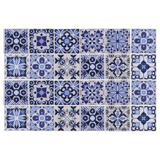24 Pcs Tile Stickers Waterproof PVC Wall Tile Stickers 3.94"x3.94" Black Blue
