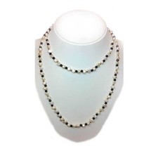 COLLANA di PERLE SCARAMAZZE e ONICE con INSERTI RODIATI ORO - 100cm