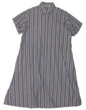 Zara Womens Z1975 Short Sleeve Shirt Dress UK 10 Small Blue Striped BW16