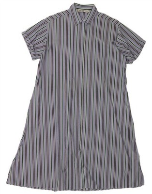 Zara Damen Z1975 Kurzarm Shirtkleid UK 10 Small blau gestreift BW16