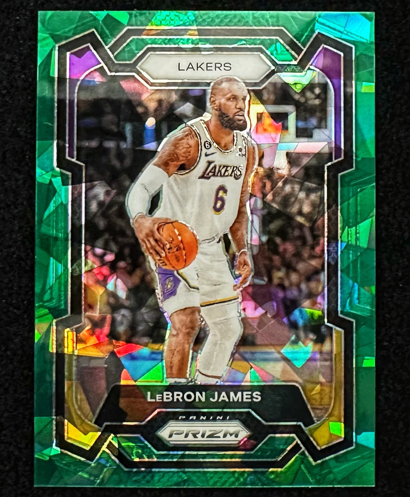 2023-24 Panini Prizm #63 LeBron James Lakers Cavaliers green cracked ice SP