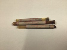 Lotto di TRE Compresse Ipodermiche VUOTE Tubi di Vetro, Etichette per SOLFATO DI MORFINA