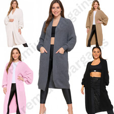 Womens Long Chunky Knit Cardigan Winter Warm Coatigan Oversized Open Front Style