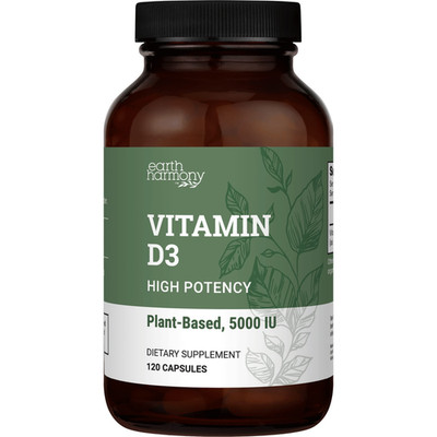 Earth Harmony Naturals Vegan Vitamin D3 5000 Iu Supplement - Pure High Potency