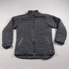 VTG Nike Jacket Youth Large 12-14 Gray Quilted Puffer Full Zip Insulated Y2K