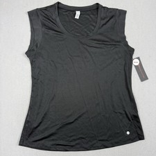 NWT Bally Total Fitness Womens XL Black Dry-Wik Sleeveless Workout Top