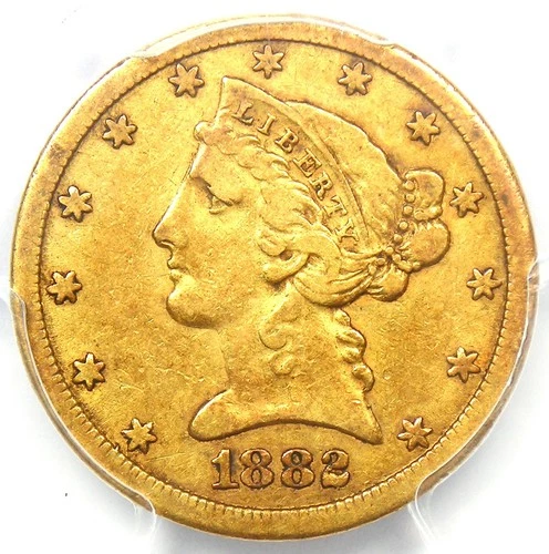 1882-CC Liberty Gold Half Eagle $5 Coin - PCGS VF35 - Rare Carson Gold Coin