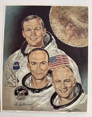 Apollo 11 Crew Signed 8x10 Lithograph Photo Armstrong, Aldrin, Collins
