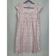 Vtg Aria Nightgown Womens M Pink Floral 100 Cotton Lace Trim Hong Kong 1980s