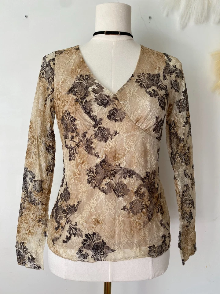 Top Babydoll Axcess Para Mujer Y2K Talla Pequeña Hada Capricho Floral Encaje Coqueta Foto 2 de 4