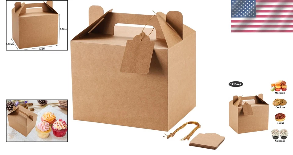 Paquete de 12 cajas de regalo de papel Kraft - cajas de regalo personalizables para cualquier celebración Foto 2 de 4