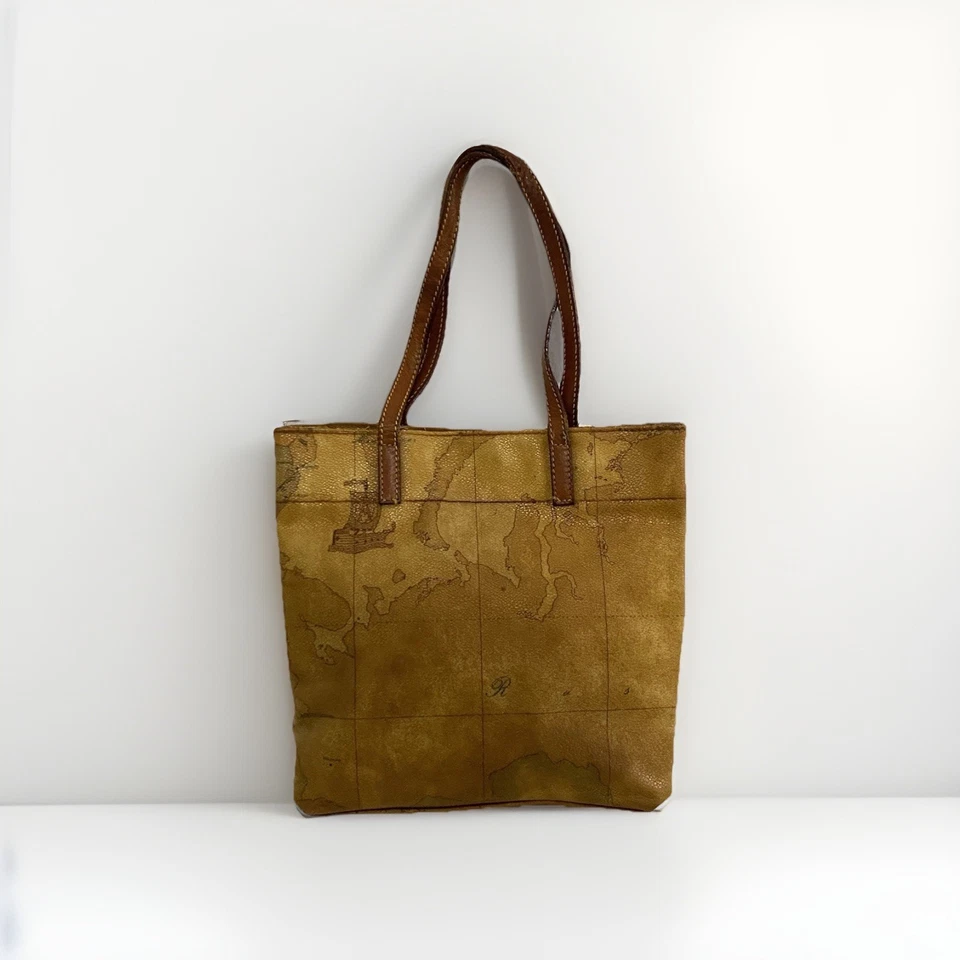 Bolso de Mano ALVIERO MARTINI Lona Geo Clásico Patrón Mapa BUEN ESTADO Foto 3 de 4