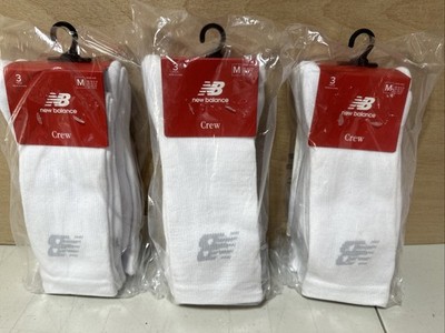 New Balance Herren 3er Pack Socken - gepolsterte Crew Socken weiß, Größe 7-8,5 x 3 Packungen
