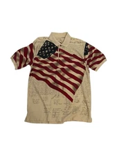 Cotton Traders Sport Shirt Men XL Polo USA Patriotic American Flag Freedom 