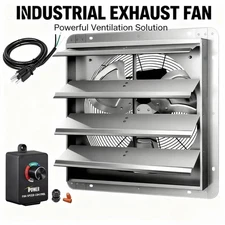 18 Inch Shutter Exhaust Fan,2000CFM High Speed Wall Mounted Vent Fan with Speed