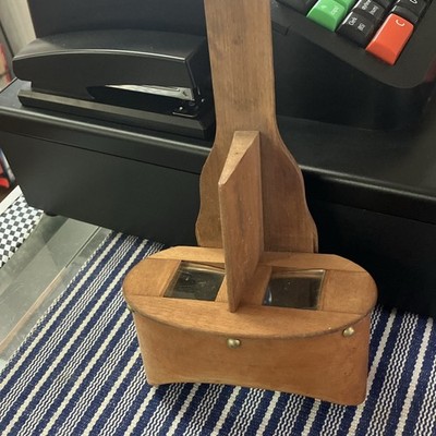 Handheld Wood Stereoscope Viewer for Stereoviews w/ Metal Glass Lenses PAT'D