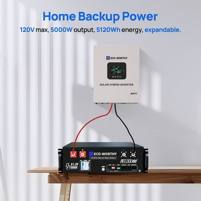 ECO-WORTHY Home Backup Power With 48V 100Ah LiFePO4 And 5000W 48V Hybrid Inverter