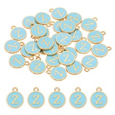 Letter Charm 30Pcs, Capital Initial Alphabet Z Letter Charm for Bracelet Blue