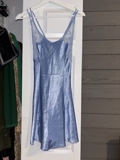 Vintage 1996 Victoria s Secret Satin Lace Chemise Slip Dress XS Blue 90s