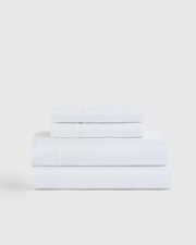 NWOT Quince Signature Giza Cotton Sateen Sheet Set 4 Piece QUEEN WHITE Open Box