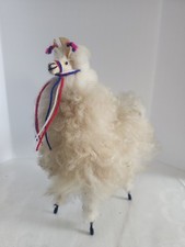 Pure Alpaca Standing Plush Doll White Fur 9" Tall Natural Artisan Peru Llama