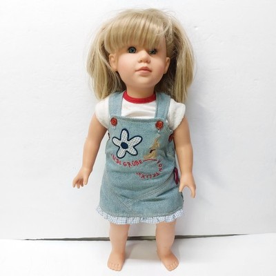 Gotz Marie 624 Doll 1991 Vintage Soft Body Vinyl 17'' Denim Bunny Dress