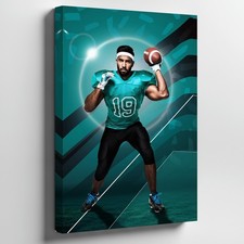 Dynamic Football Player In An Action Pose, Wearing A Vibrant Wall Art Home Decor