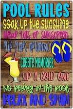 Pool Rules Tin Metal Signs Home Décor 8x12 Funny Swimming Pool Signs Home Backya