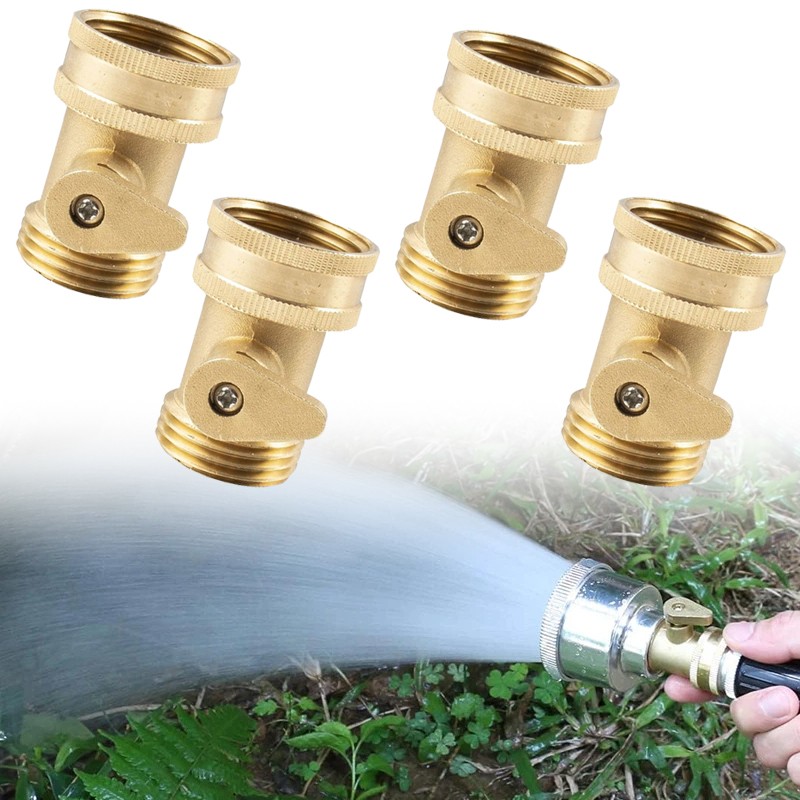 4PCS Garden Hose Shut Off Valve Water Pipe Faucet Connector Handy All Brass 3/4