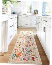 Boho Floral Runner Rug 2x6, Washable Non-Slip Kitchen Rug, Ultra Soft Vintage