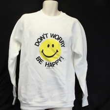 Don  t Worry Be Happy Sweatshirt Vintage Y2K 1988 Heartland Large NEW Tags USA