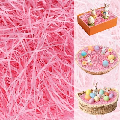 Seifar 14oz/400g Pink Easter Grass Basket Filler, Recyclable Shred Paper Shre...