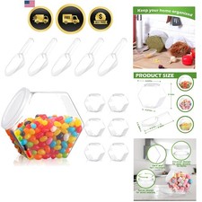 12 Pcs Plastic Candy Jar with Scoops Set include 6 Hexagon Cookie Jars with L...
