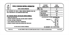 1972 Chevrolet Emissions Decal for 350 - 4v 255 HP High Performance with Manual 
