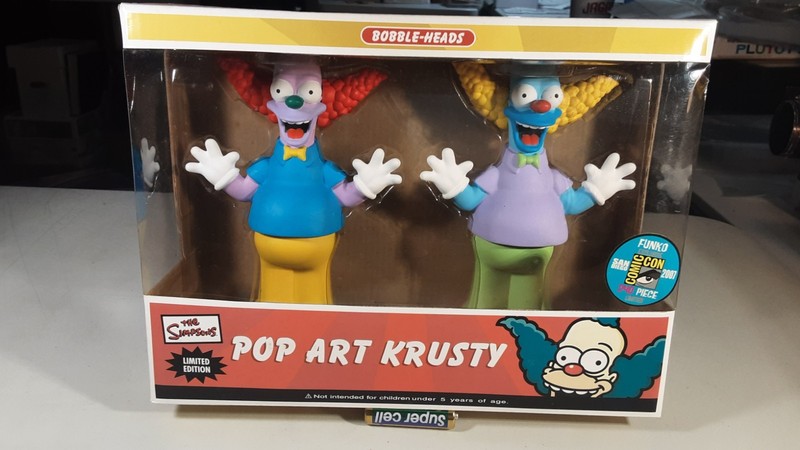 THE SIMPSONS + Pop Art Krusty Funko Bobble Heads San Diego Comic Con 2007 In Box