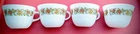 Vintage Set of 4 Corning Ware Spice of Life Milk Glass Mugs Coffee Tea Cups 6 Oz