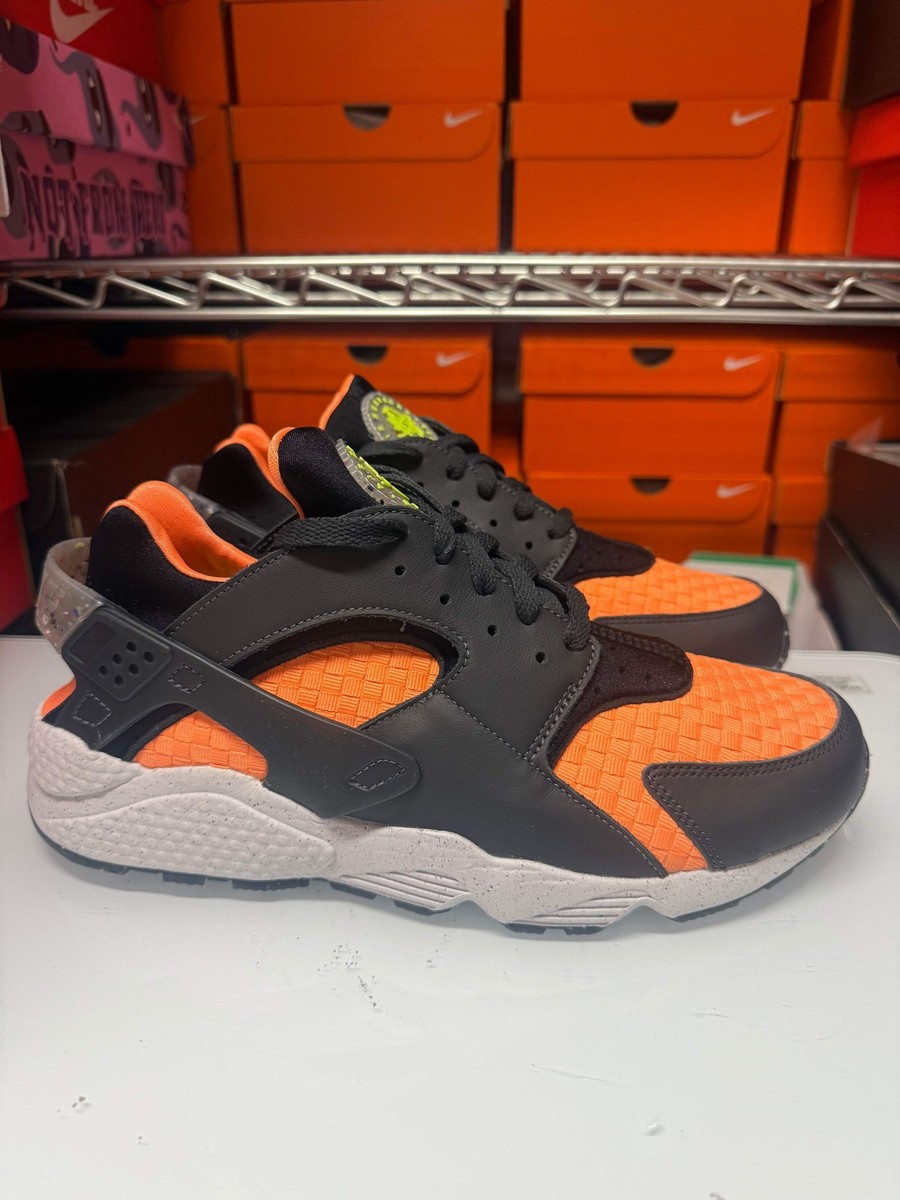 Nike Men's Air Huarache Crater PRM Shoes Woven Black Orange DQ5013