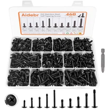 460PCS Self Tapping Screws for Metal, 410 Stainless Steel Screws Assortment Kit