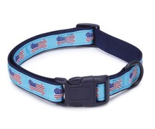 All American Flag Dog Collar Blue Nylon Bone Pet Patriotic Casual Canine