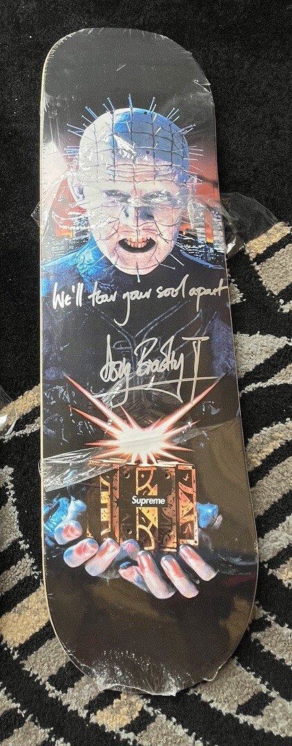 New Hellraiser Supreme Skateboard Signed By Hellraiser Himself Doug Bradley
