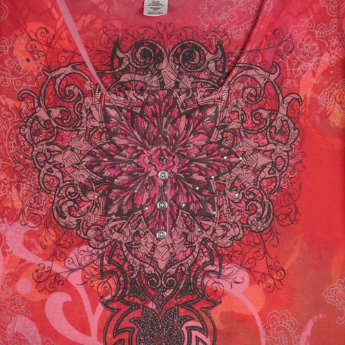 Tunica manica corta Comportamento appropriato taglia XXL design BOHO top strass - Foto 2 di 14