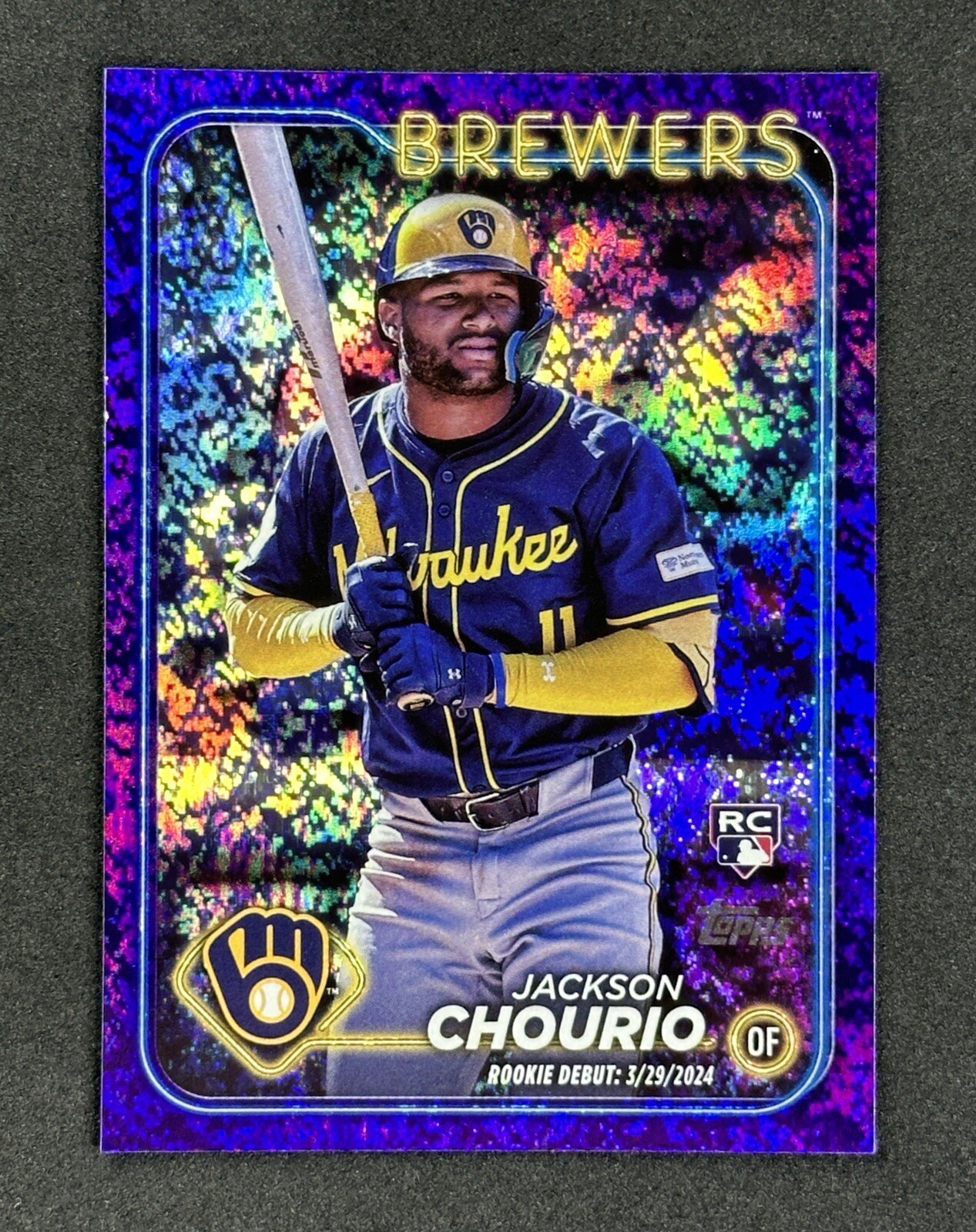 2024 Topps Update JACKSON CHOURIO ROOKIE DEBUT PURPLE FOIL /799 BREWERS