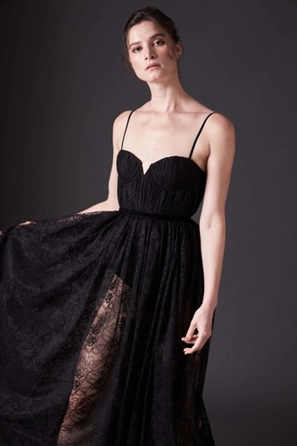 SAU LEE Selena Lace Dress Black Corset Party Cocktail Midi 2 NWT $595 - Picture 5 of 10